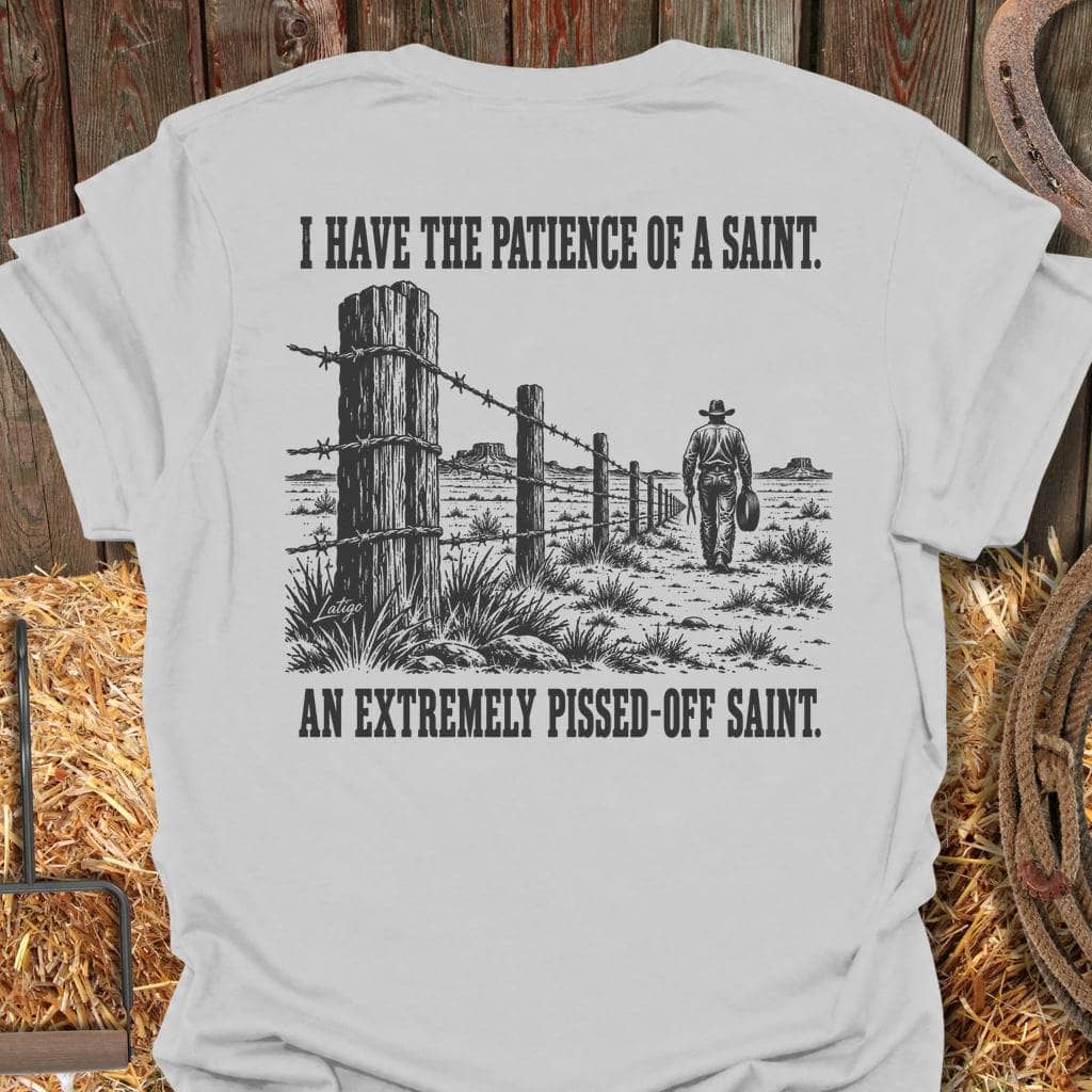 Latigo Cowboy Pissed-Off Saint Tee T-Shirt S / Ice Grey