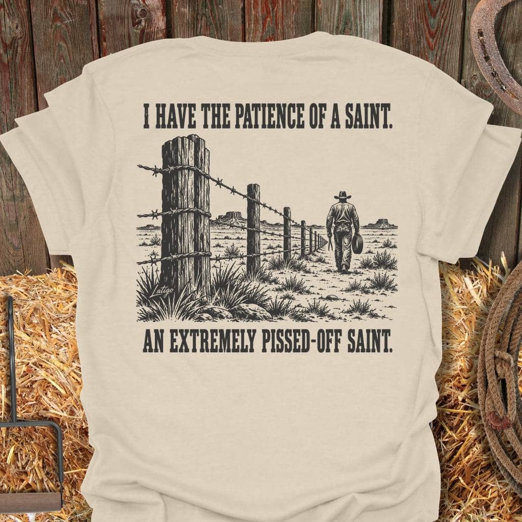 Latigo Cowboy Pissed-Off Saint Tee T-Shirt S / Natural