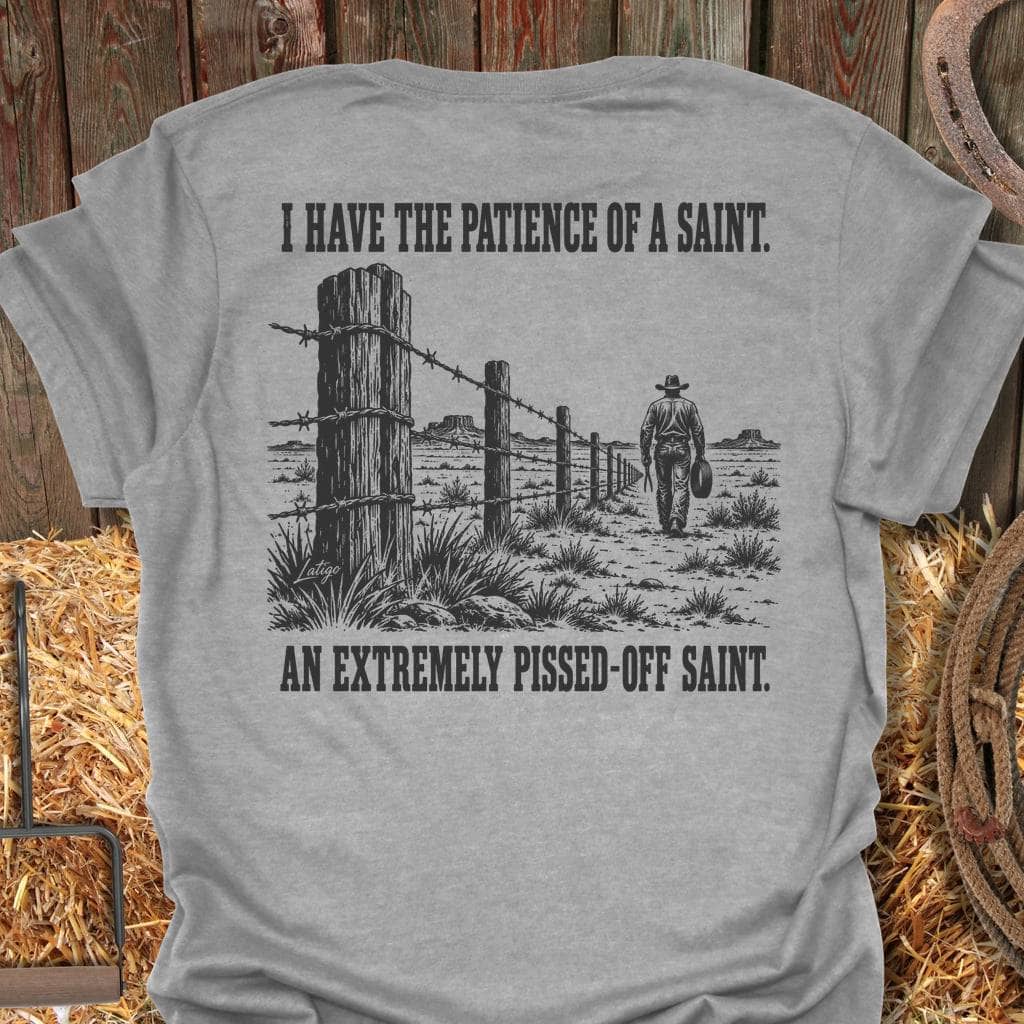 Latigo Cowboy Pissed-Off Saint Tee T-Shirt S / Sport Grey