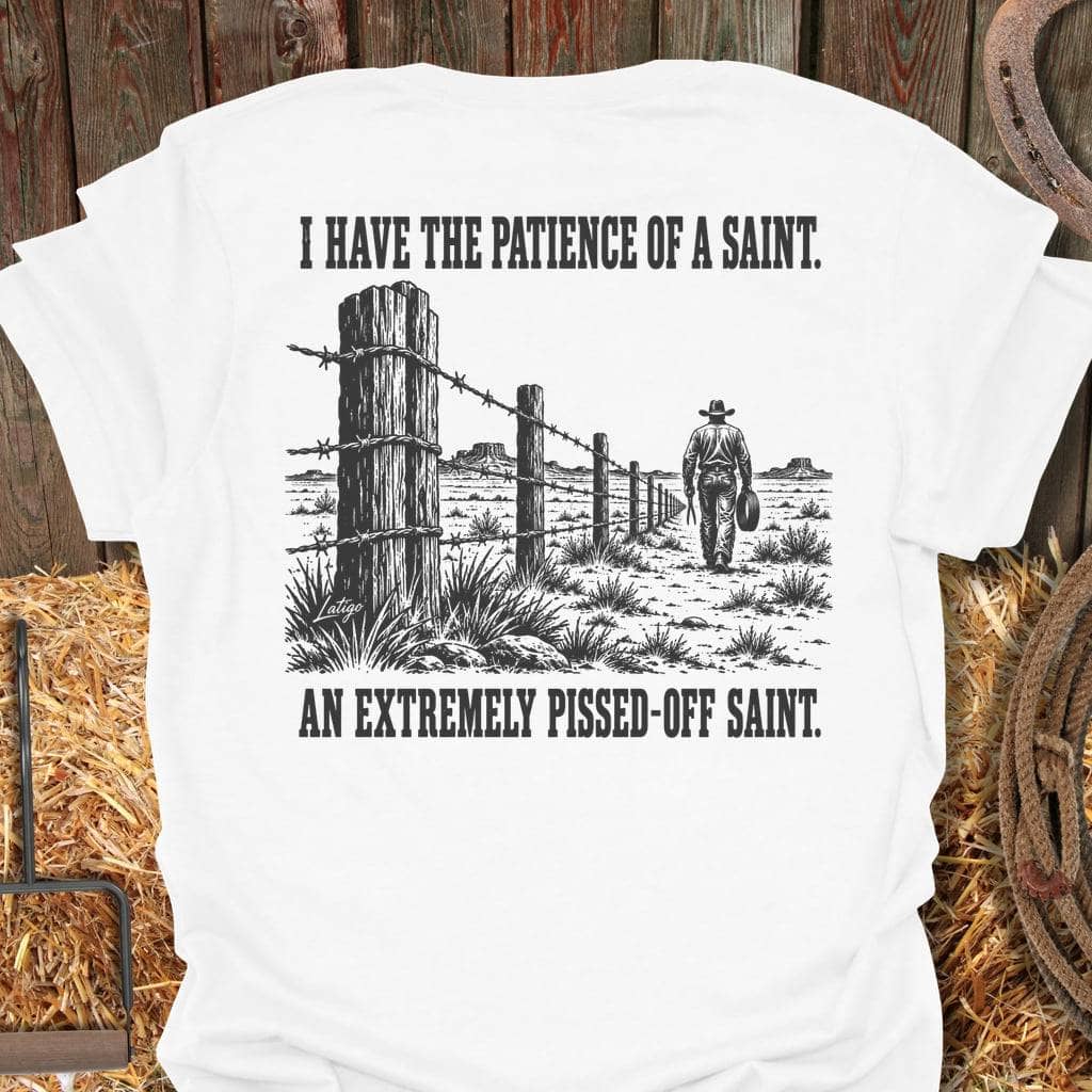 Latigo Cowboy Pissed-Off Saint Tee T-Shirt S / White