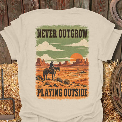 Latigo Cowboy Playing Outside Tee T-Shirt M / Natural