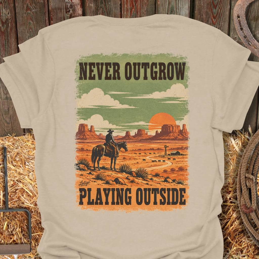 Latigo Cowboy Playing Outside Tee T-Shirt M / Sand
