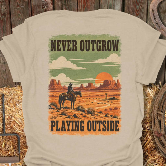 Latigo Cowboy Playing Outside Tee T-Shirt M / Sand