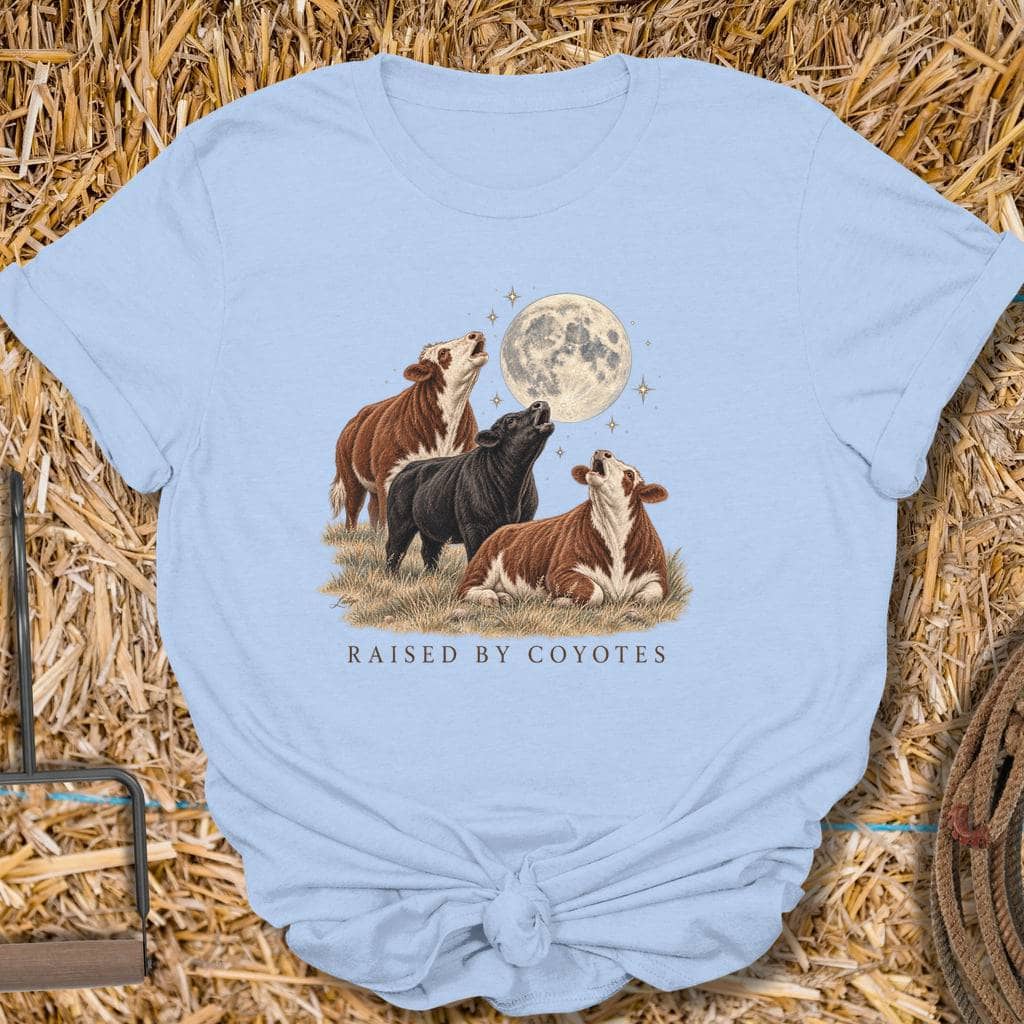 Latigo Cowboy Raised By Coyotes Tee T-Shirt S / Light Blue