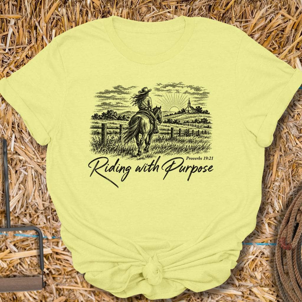 Latigo Cowboy Riding With Purpose Tee T-Shirt S / Cornsilk