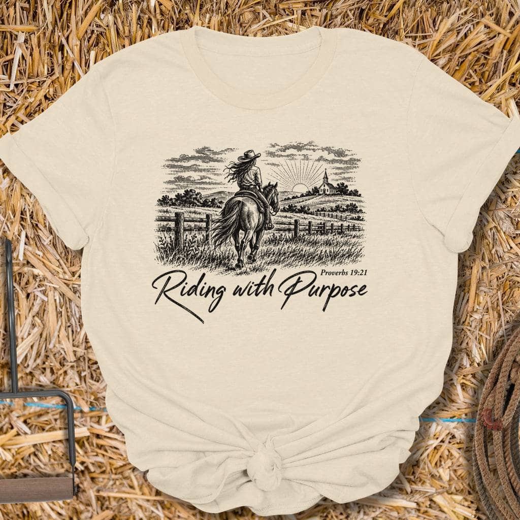 Latigo Cowboy Riding With Purpose Tee T-Shirt S / Natural