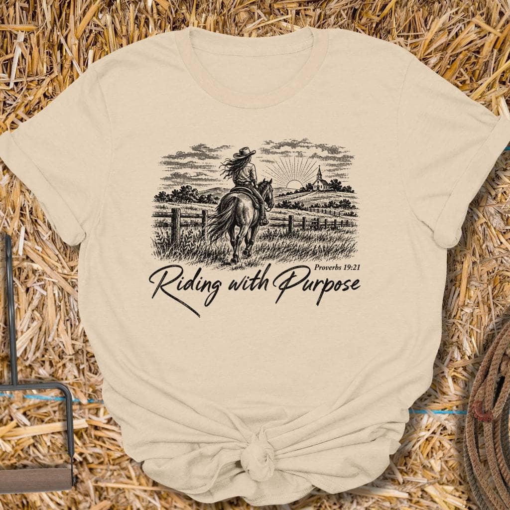 Latigo Cowboy Riding With Purpose Tee T-Shirt S / Sand