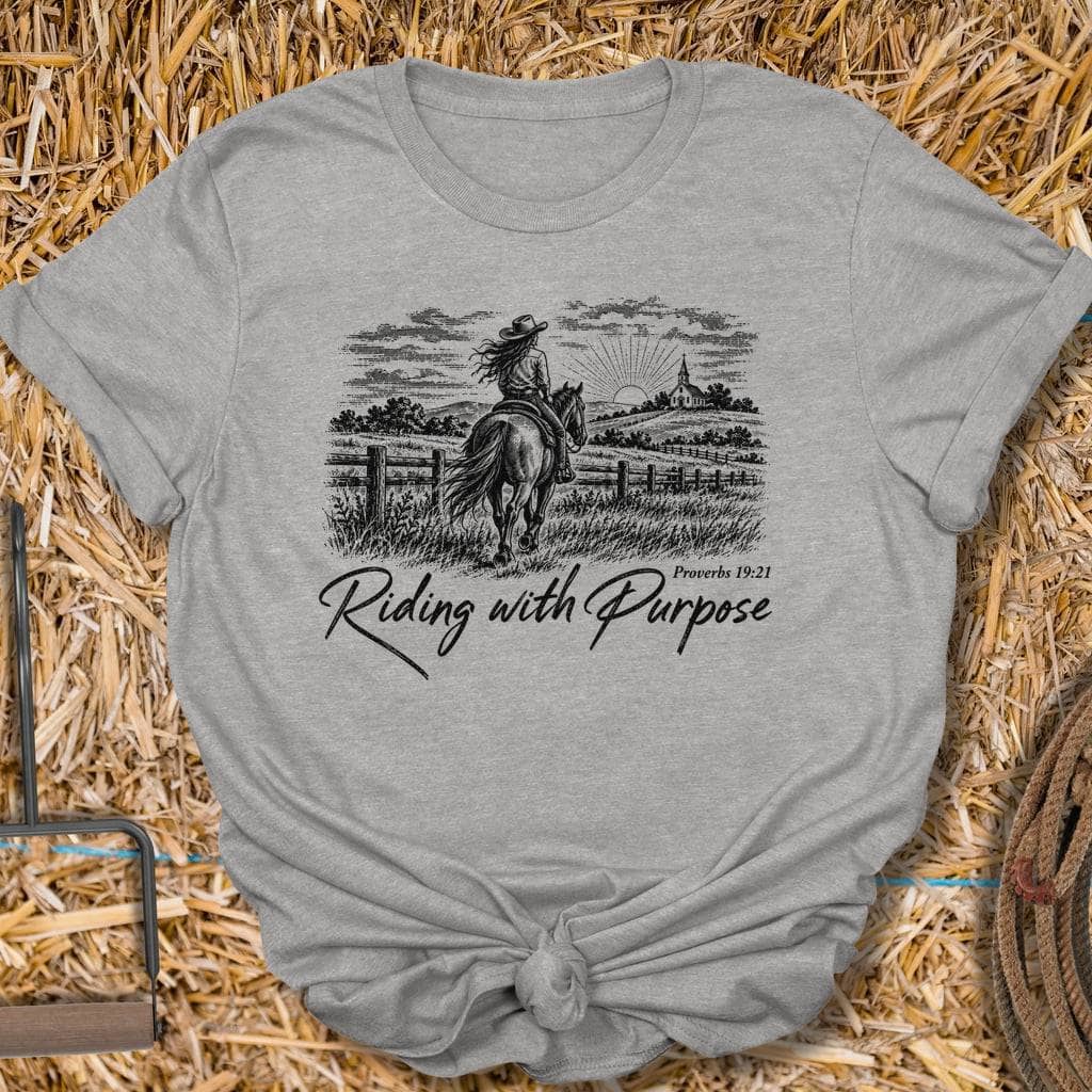 Latigo Cowboy Riding With Purpose Tee T-Shirt S / Sport Grey