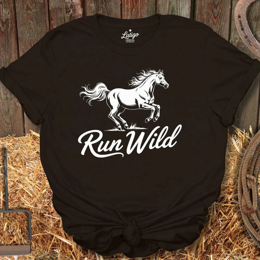 Latigo Cowboy Run WIld  Tee Dark Chocolate / S