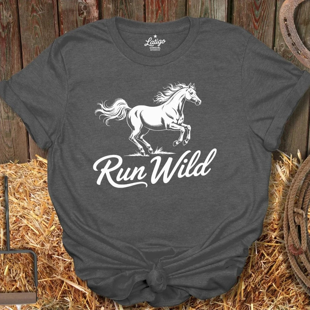 Latigo Cowboy Run WIld  Tee Dark Heather / S