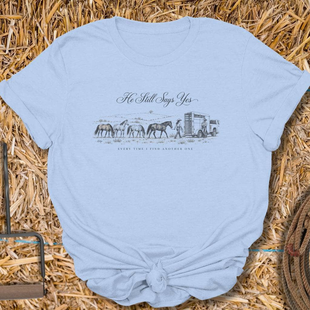 Latigo Cowboy Still Says Yes Tee T-Shirt S / Light Blue