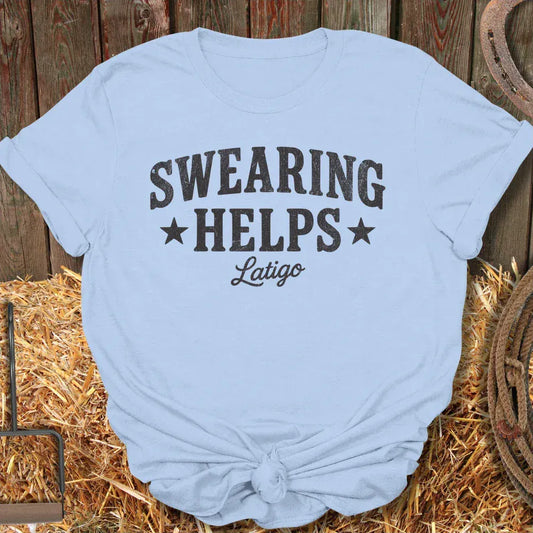 Latigo Cowboy Swearing Tee T-Shirt Light Blue / S