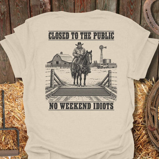 Latigo Cowboy Closed To The Public Tee T-Shirt S / Natural