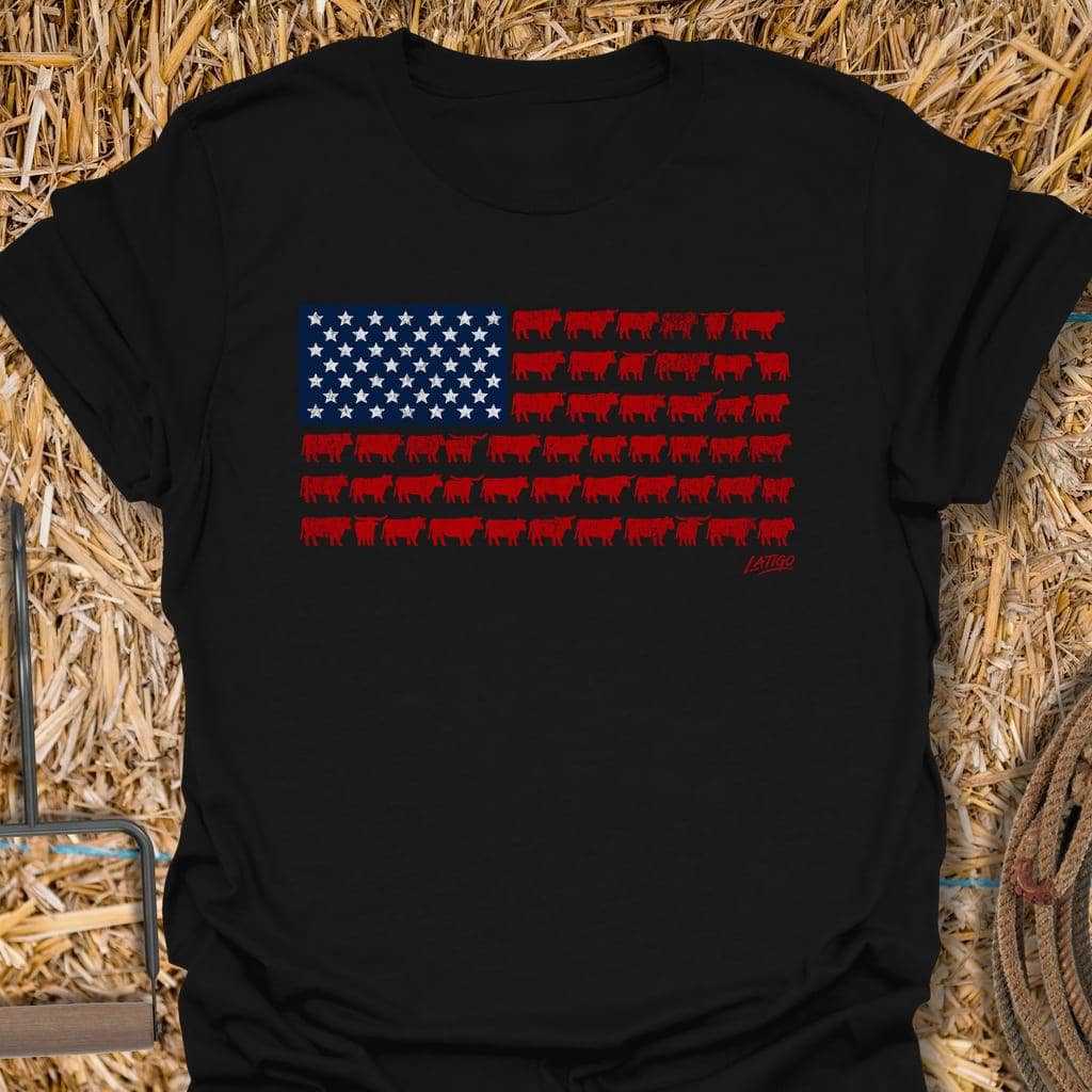 Printify T-Shirt Black / S Beef Flag Tee