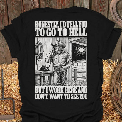 Printify T-Shirt Black / S I Work Here Tee