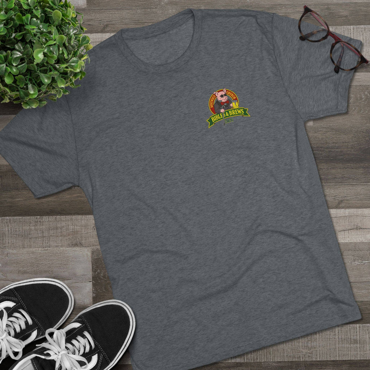 Printify T-Shirt Copy of Copy of District Bibles and Brews Unisex Tri-Blend Crew Tee