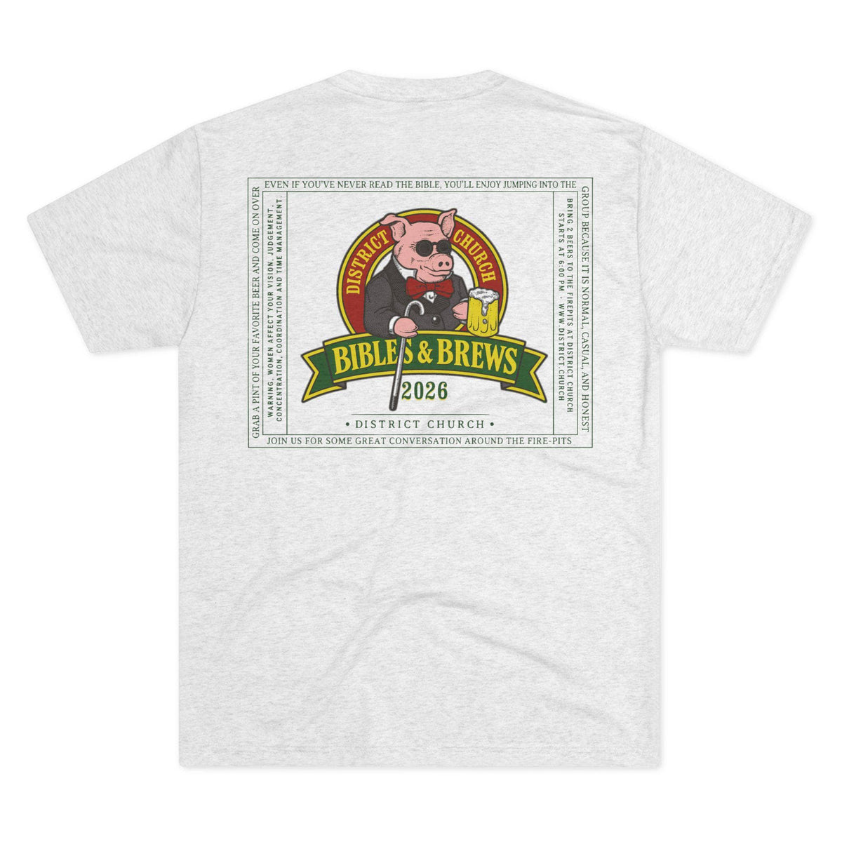 Printify T-Shirt Copy of Copy of District Bibles and Brews Unisex Tri-Blend Crew Tee