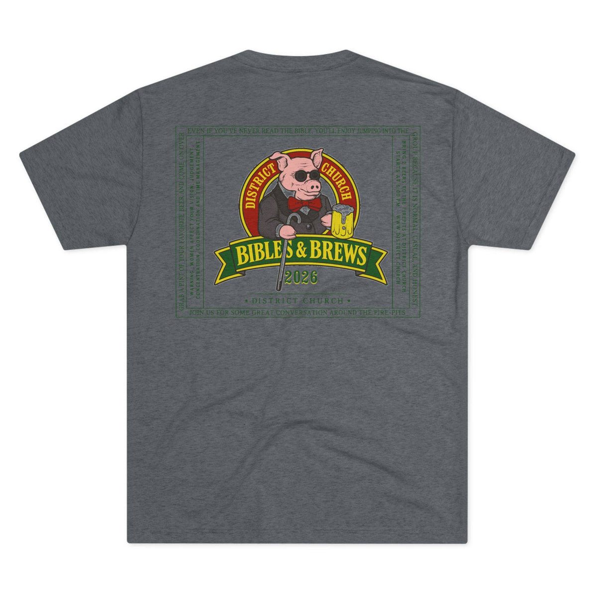 Printify T-Shirt Copy of Copy of District Bibles and Brews Unisex Tri-Blend Crew Tee