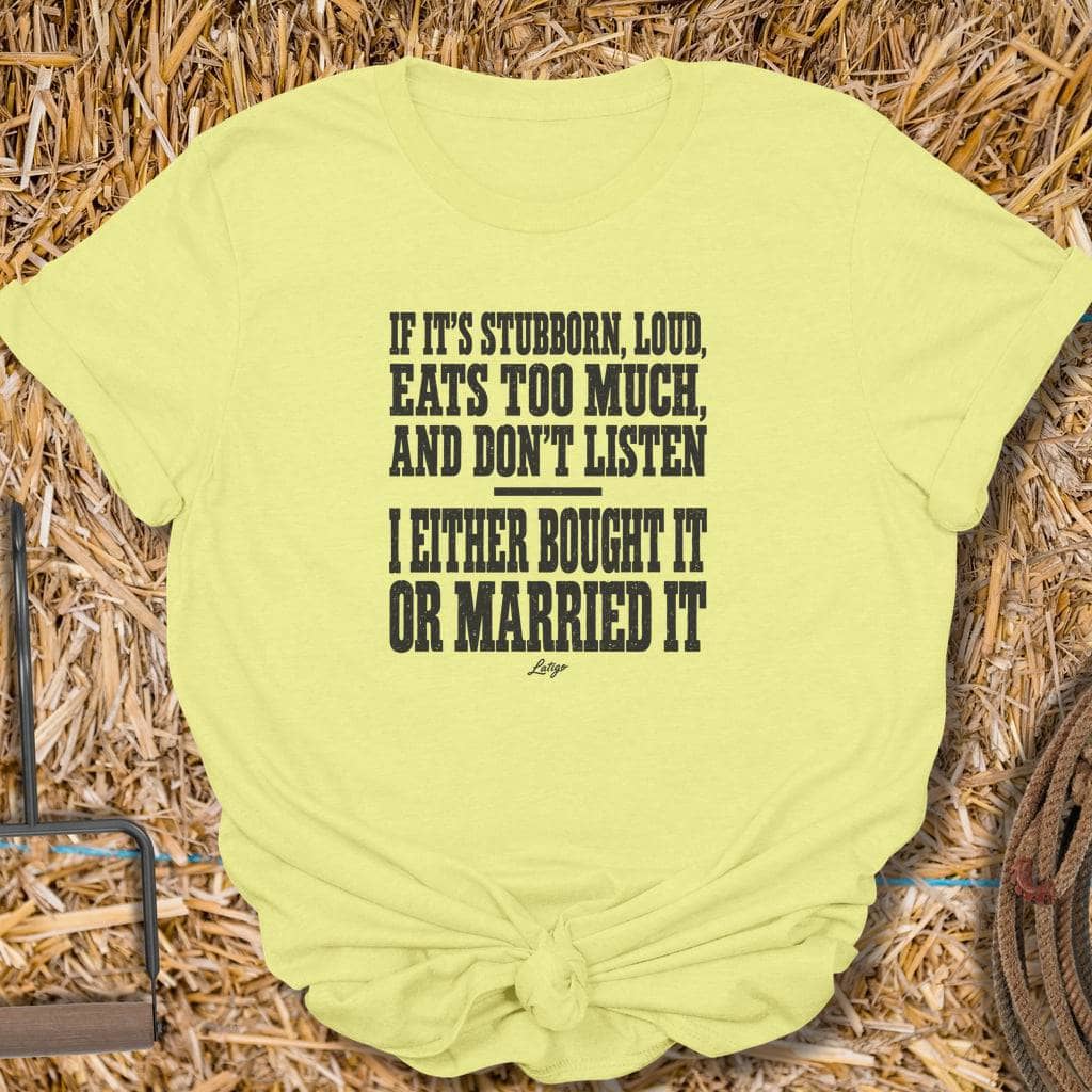 Printify T-Shirt Cornsilk / S Bought Or Married Tee
