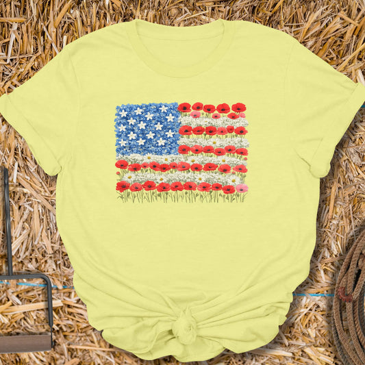 Printify T-Shirt Cornsilk / S Flower Flag Tee