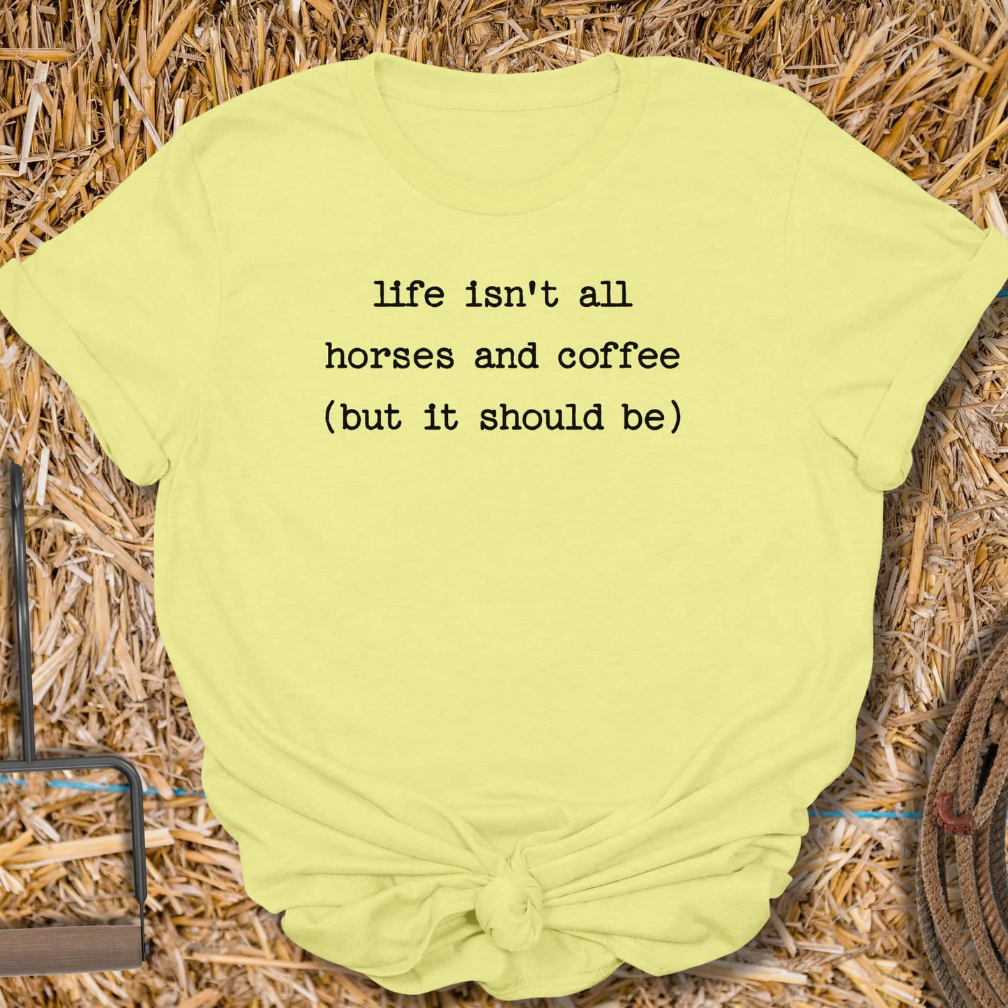 Printify T-Shirt Cornsilk / S Horses And Coffee Tee