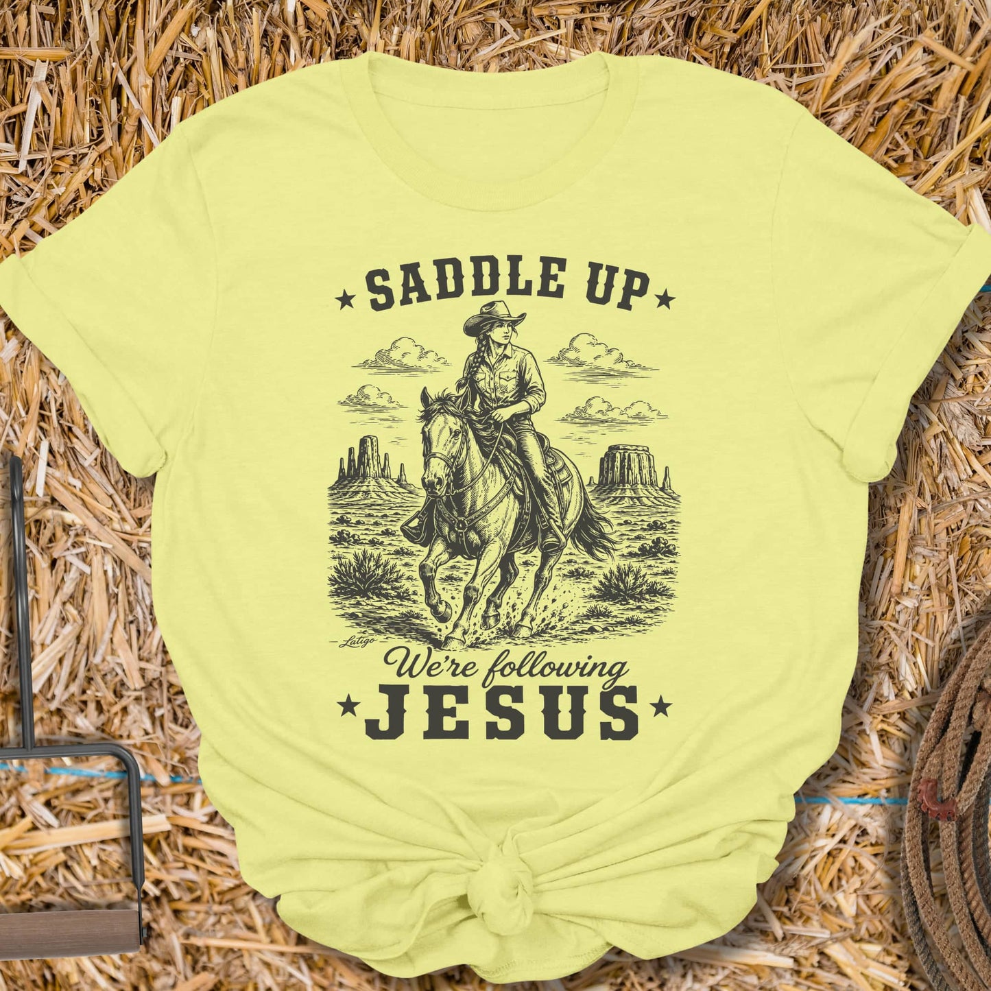 Printify T-Shirt Cornsilk / S Saddle Up Ladies Tee