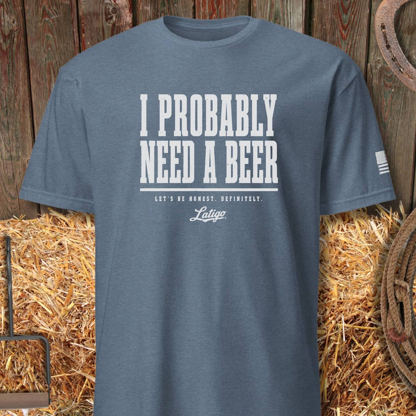 Printify T-Shirt Heather Indigo / S Need A Beer Tee