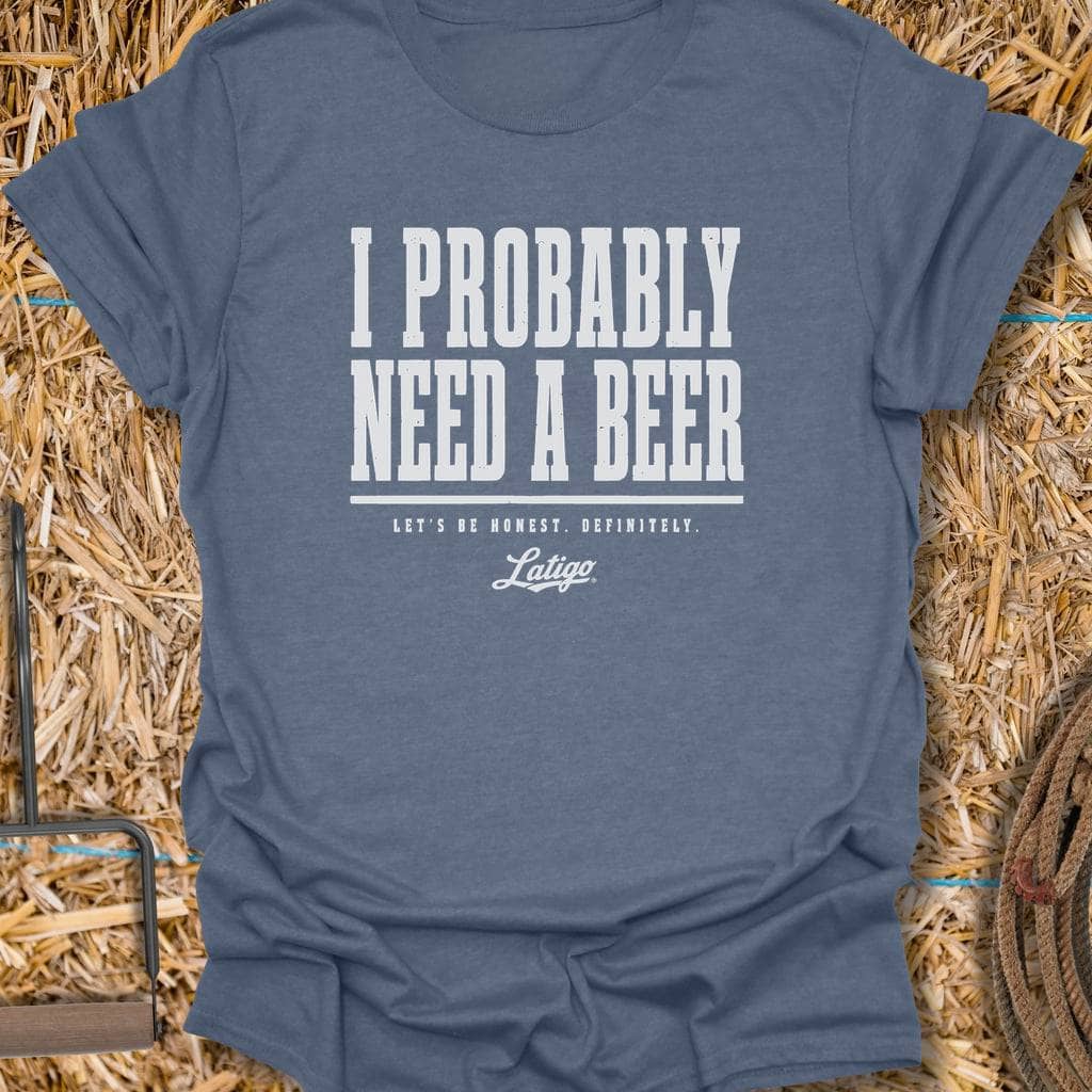 Printify T-Shirt Heather Indigo / S Need A Beer Tee
