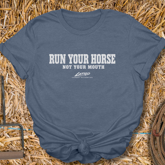Printify T-Shirt Heather Indigo / S Run Your Horse Tee