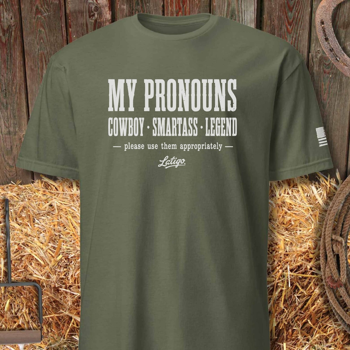 Printify T-Shirt Heather Military Green / S More Pronouns Tee