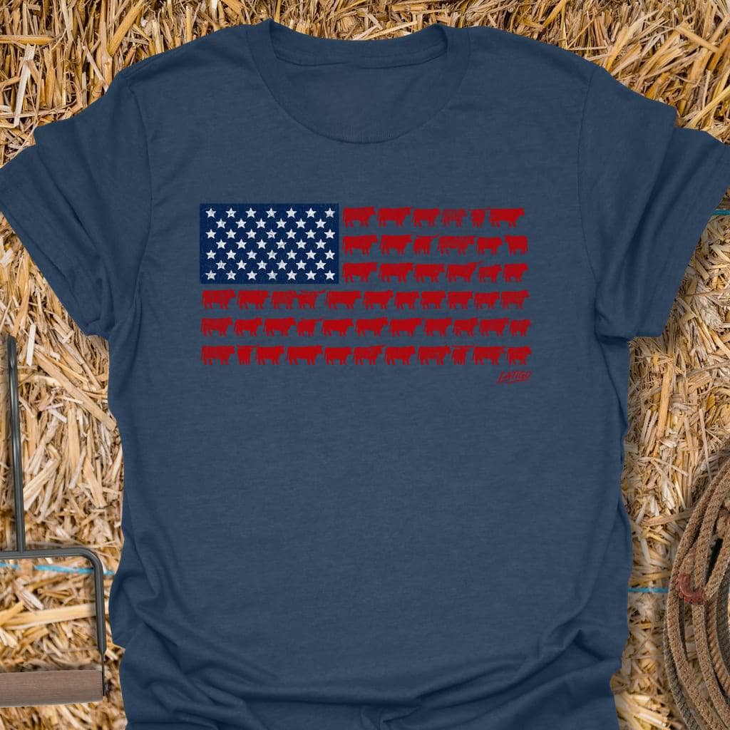 Printify T-Shirt Heather Navy / S Beef Flag Tee