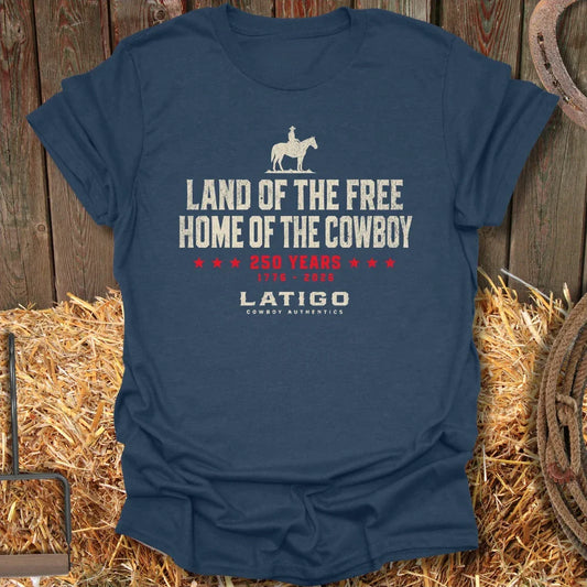 Printify T-Shirt Heather Navy / S Land Of The Free Dark Tee