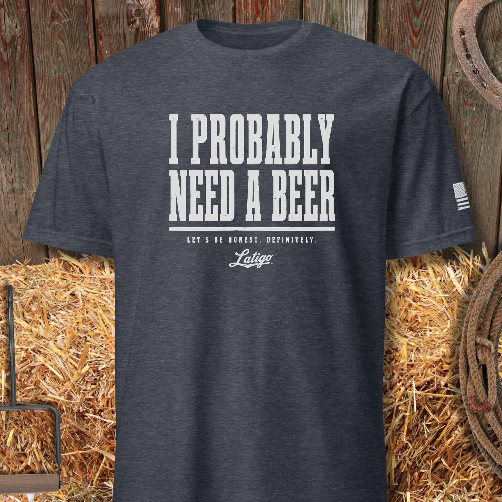 Printify T-Shirt Heather Navy / S Need A Beer Tee