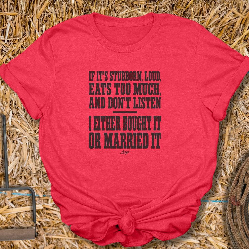 Printify T-Shirt Heather Red / S Bought Or Married Tee