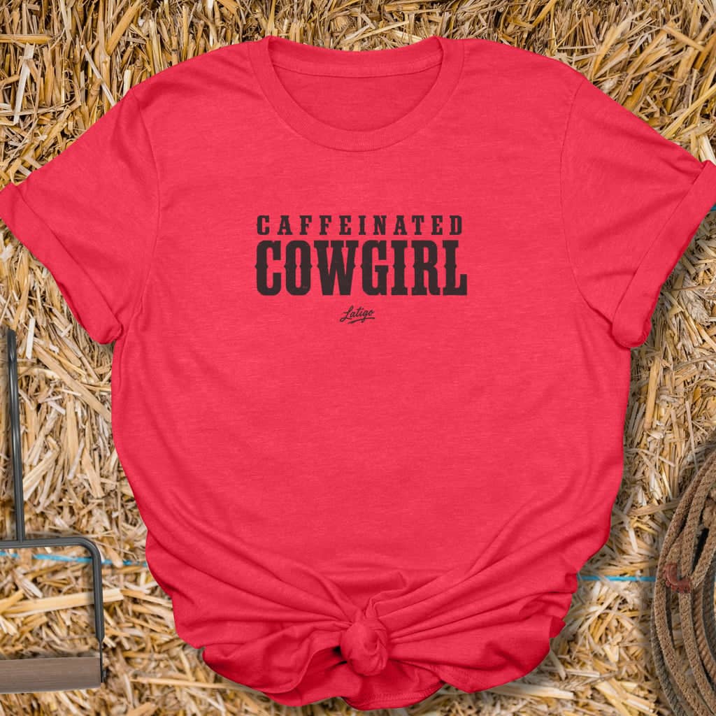 Printify T-Shirt Heather Red / S Caffeinated Cowgirl Tee