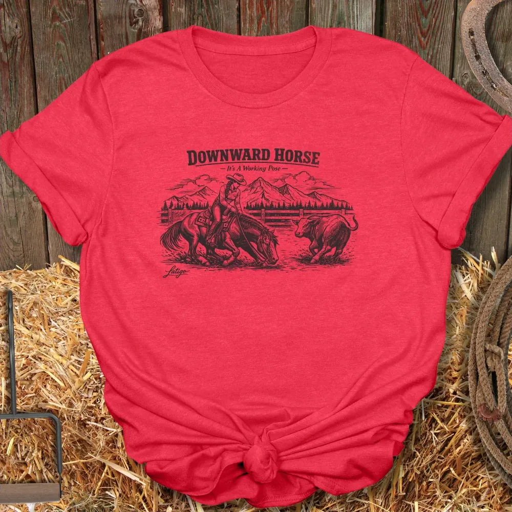 Printify T-Shirt Heather Red / S Downward Horse Tee