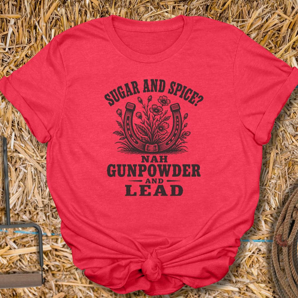 Printify T-Shirt Heather Red / S Gunpowder And Lead Tee