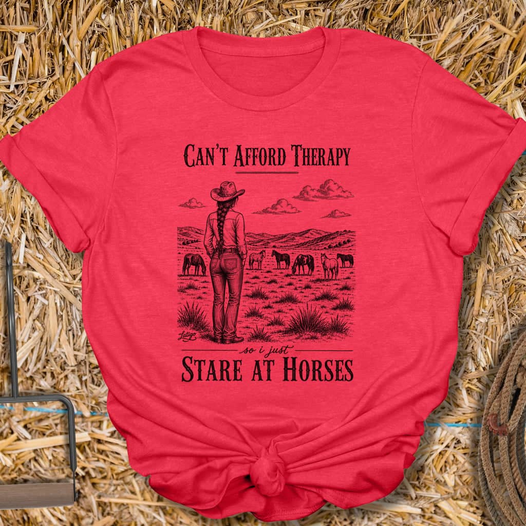 Printify T-Shirt Heather Red / S Horse Therapy Tee