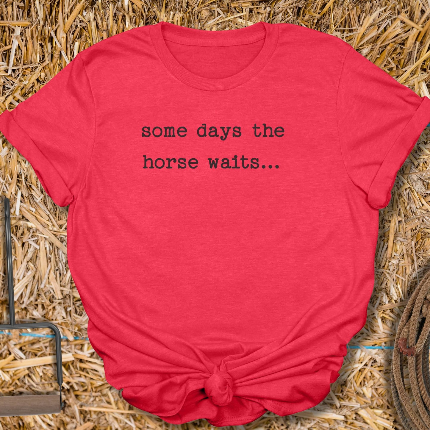 Printify T-Shirt Heather Red / S Horse Waits Tee