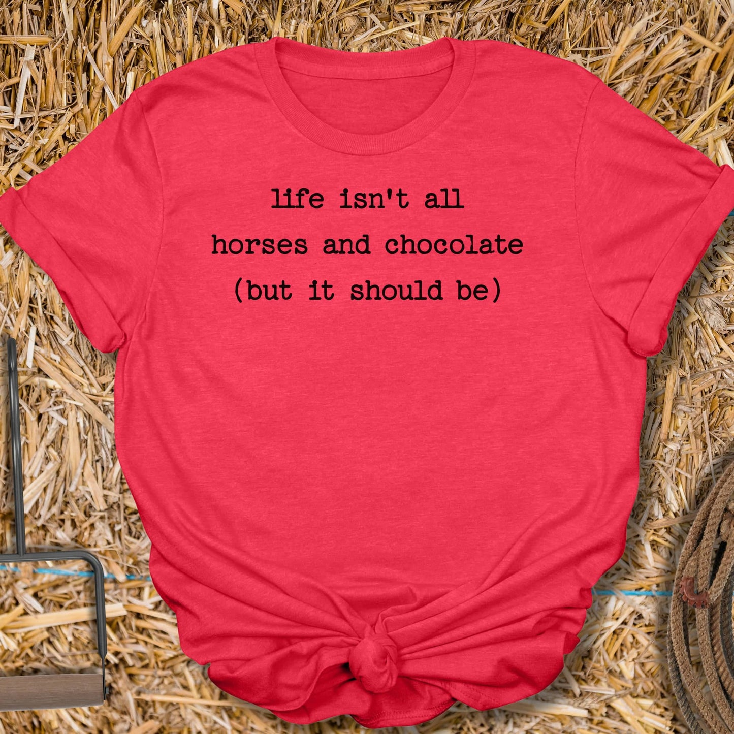 Printify T-Shirt Heather Red / S Horses And Chocolate Tee