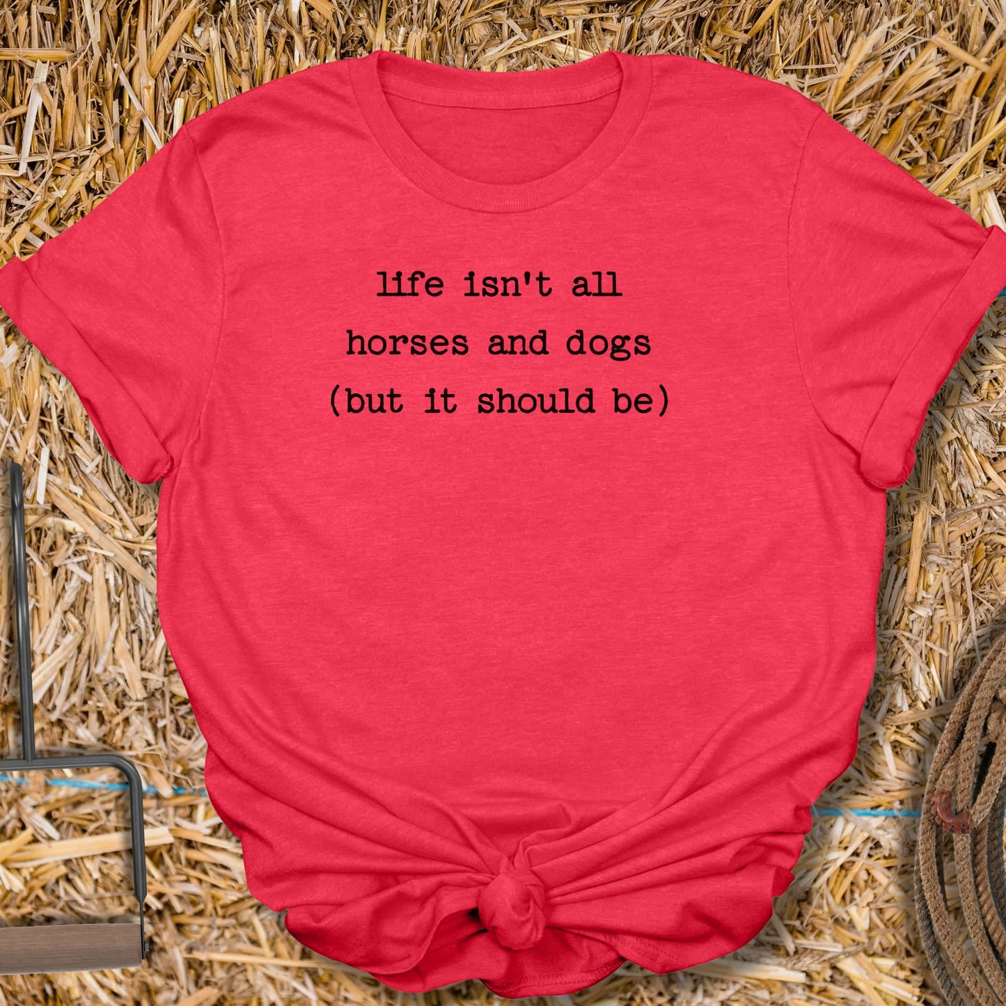Printify T-Shirt Heather Red / S Horses And Dogs Tee