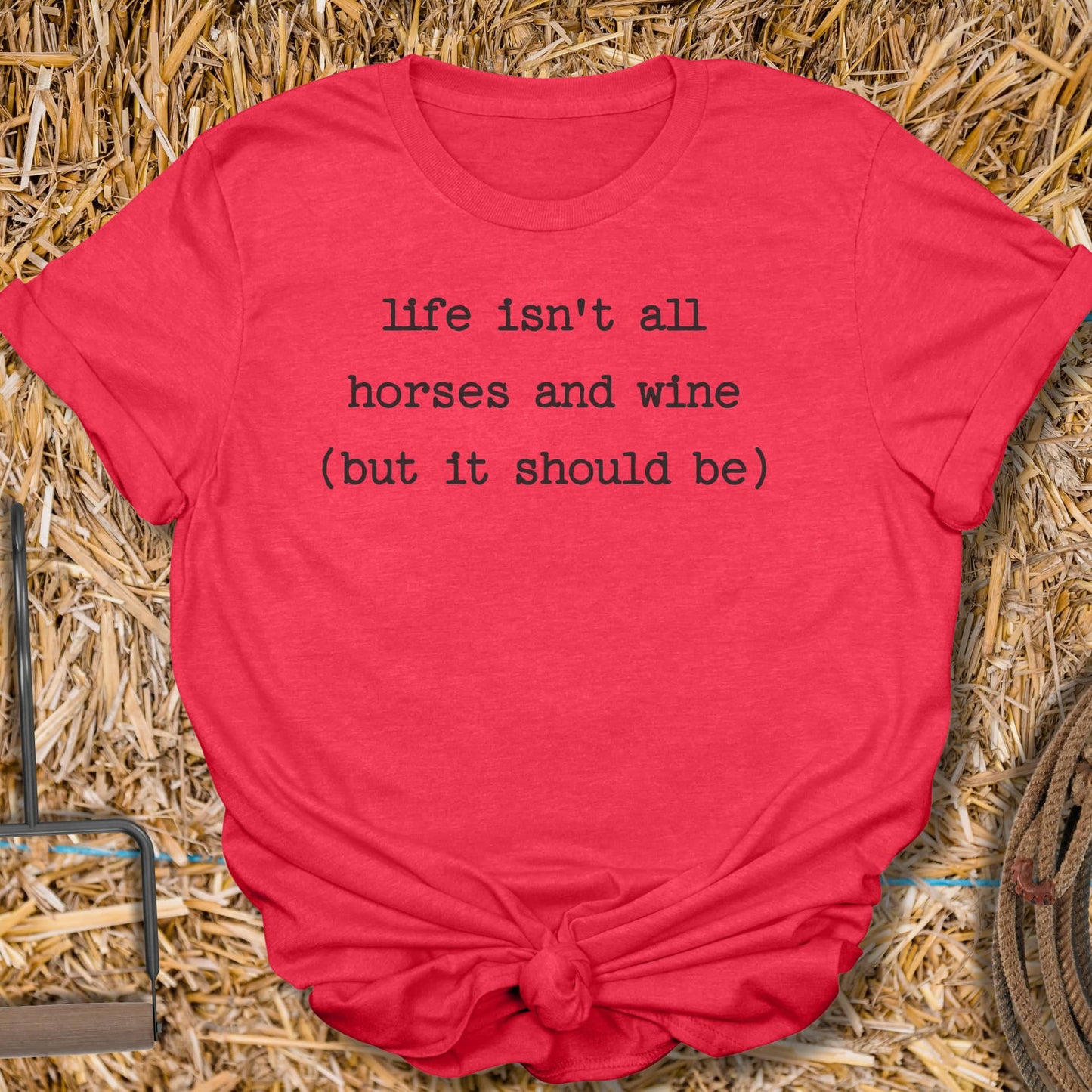 Printify T-Shirt Heather Red / S Horses And Wine Tee