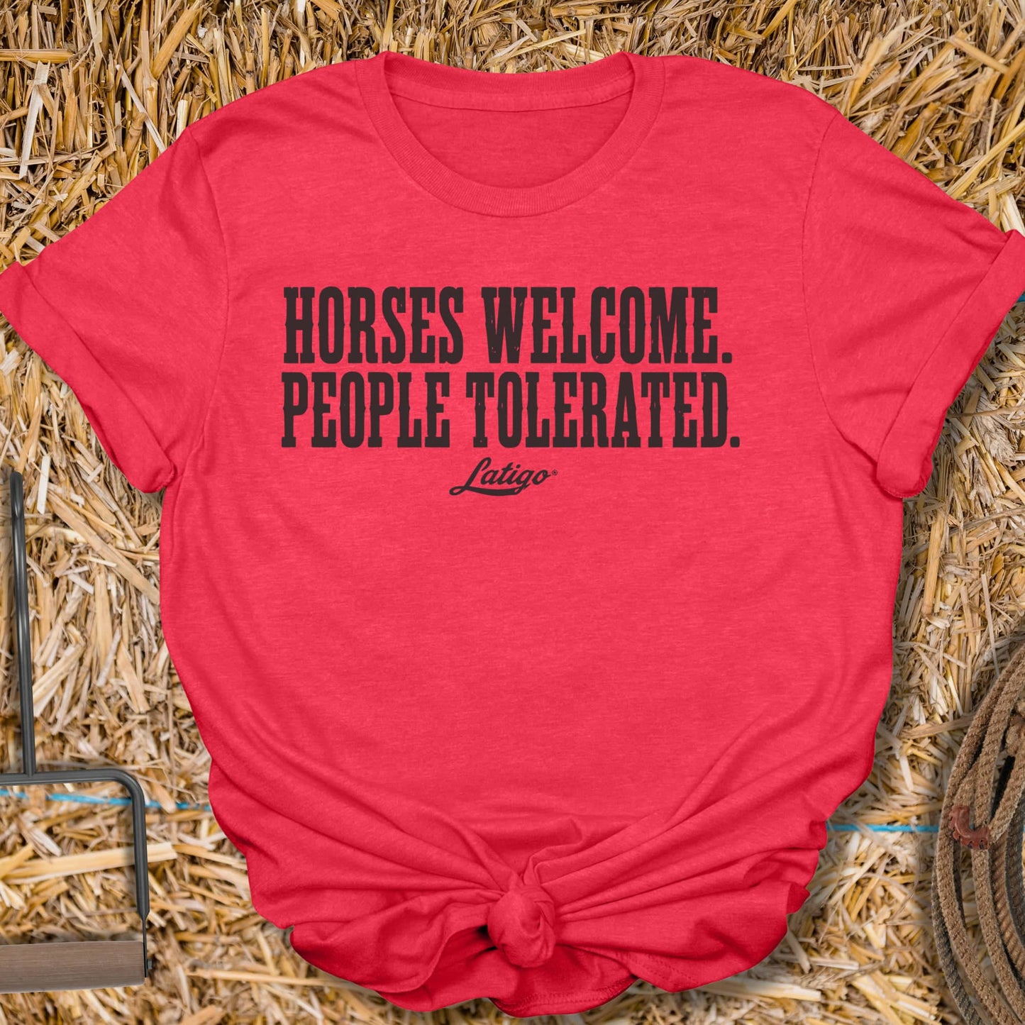 Printify T-Shirt Heather Red / S Horses Welcomed Tee