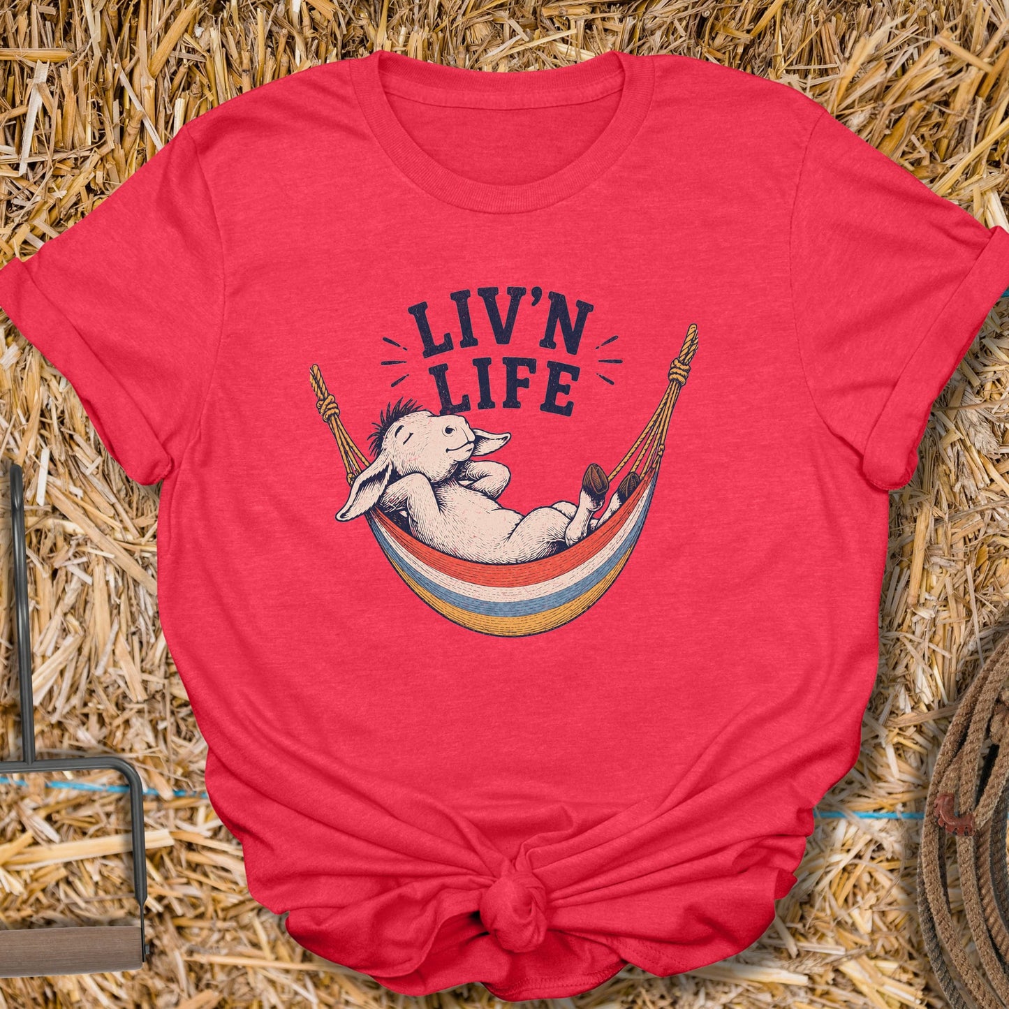 Printify T-Shirt Heather Red / S Livn Life Tee