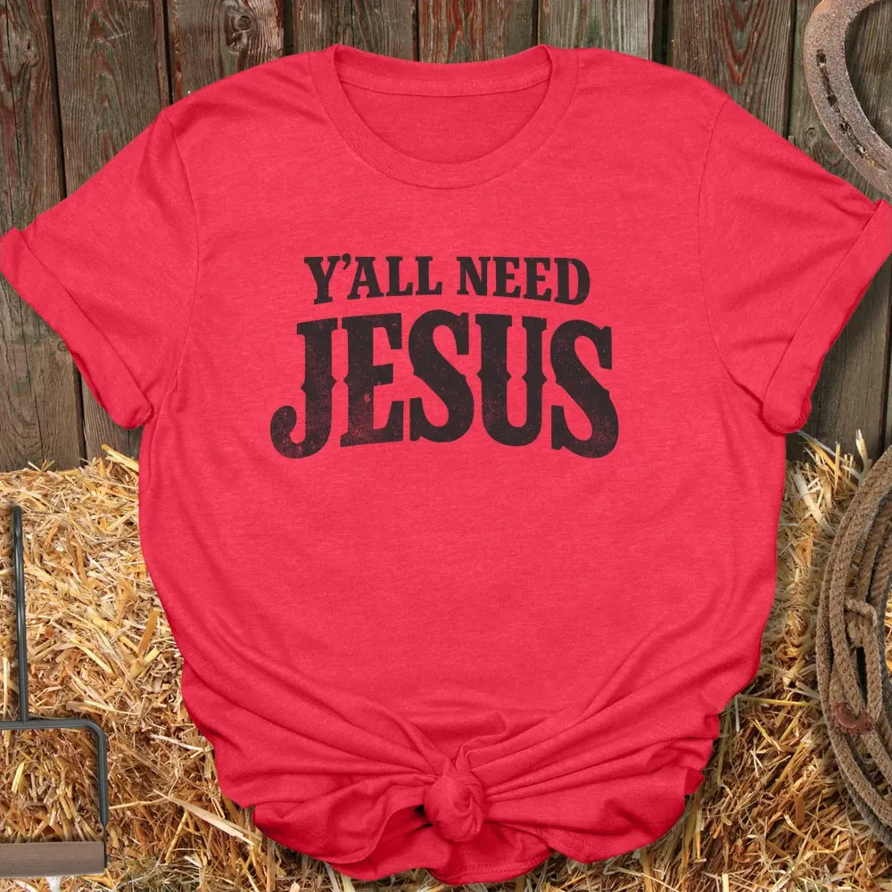Printify T-Shirt Heather Red / S Need Jesus Tee