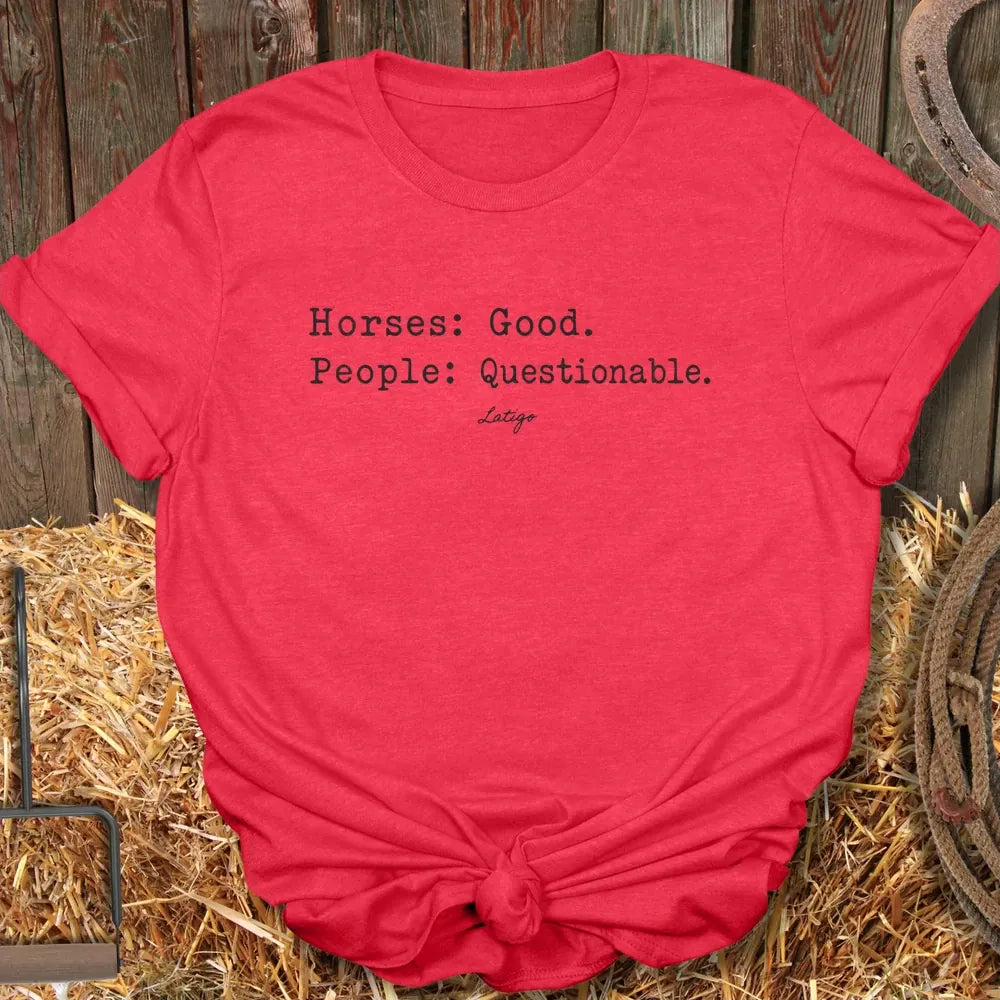 Printify T-Shirt Heather Red / S Questionable Tee