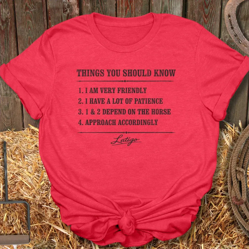 Printify T-Shirt Heather Red / S Should Know Tee