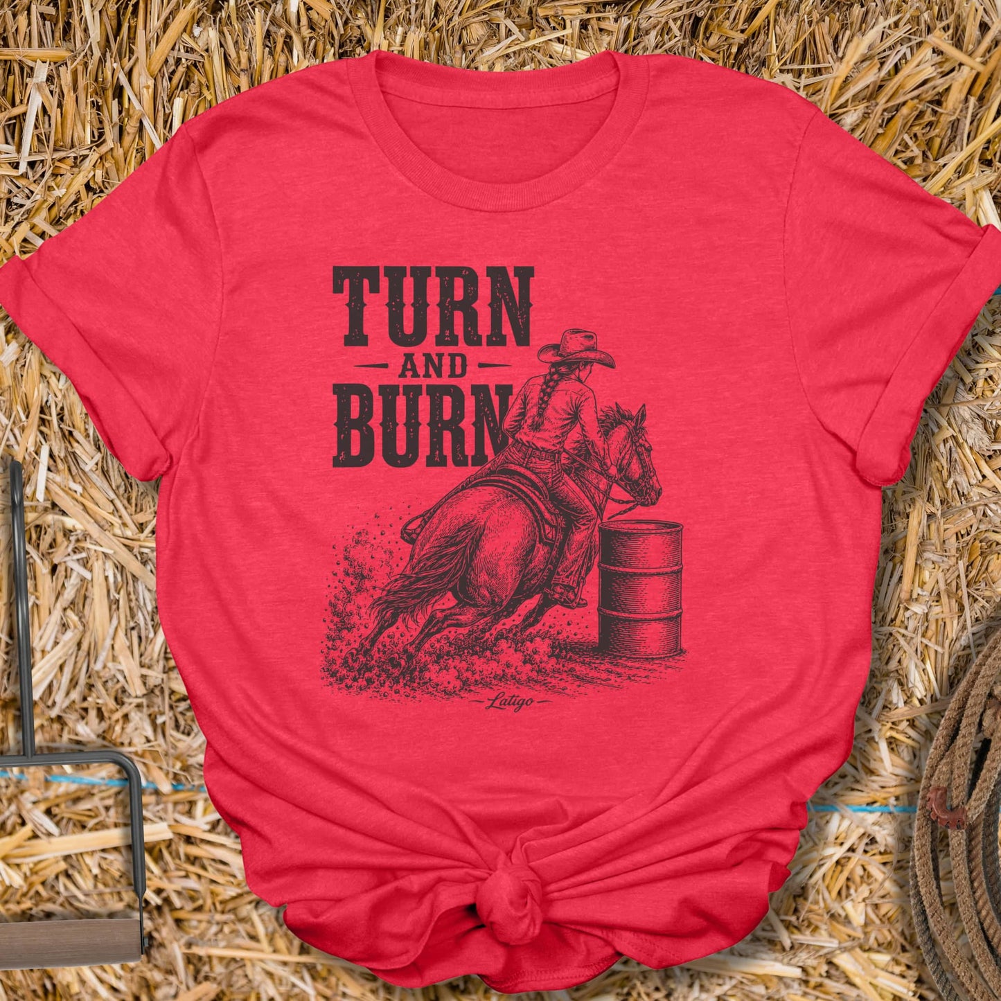 Printify T-Shirt Heather Red / S Turn And Burn Tee