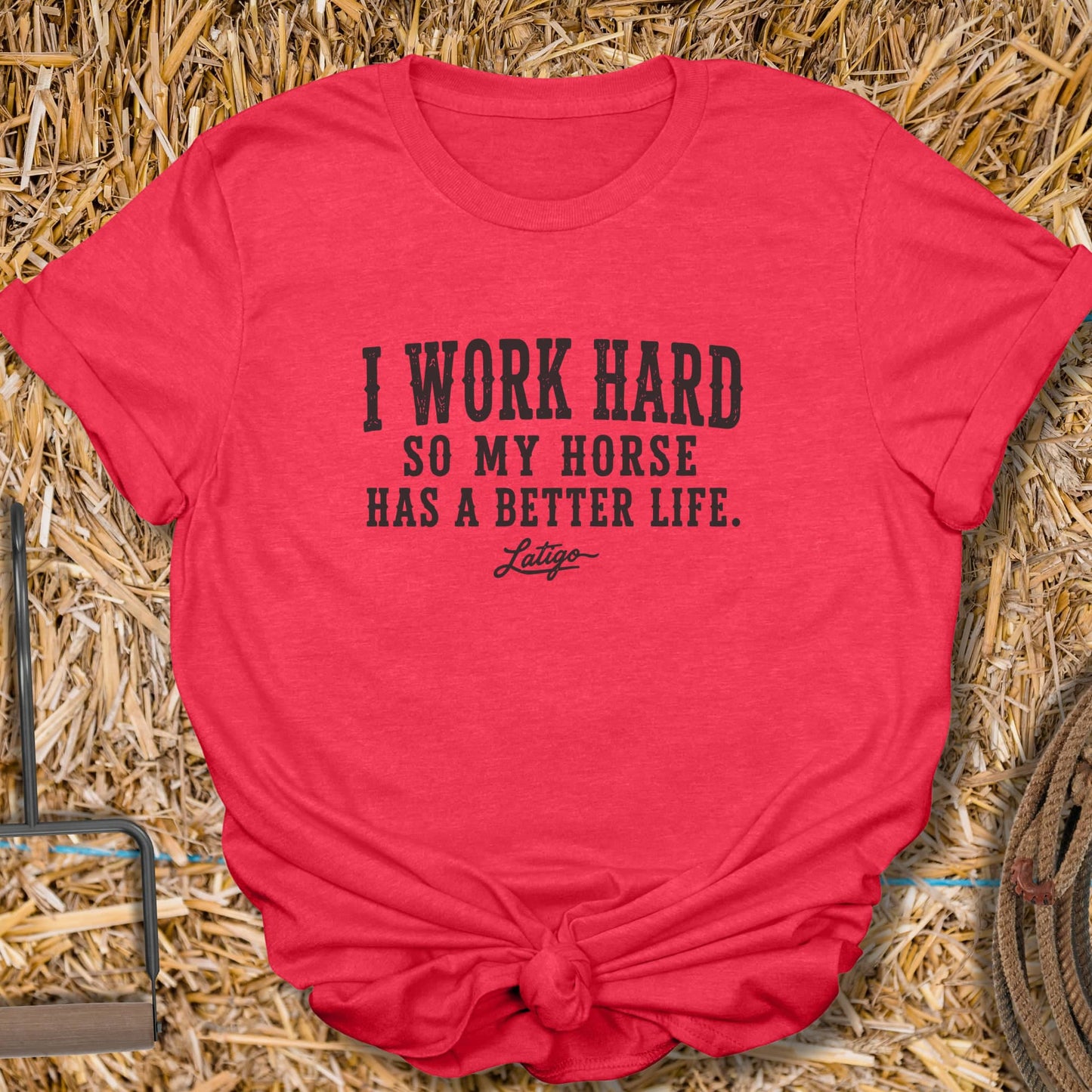 Printify T-Shirt Heather Red / S Work Hard Tee