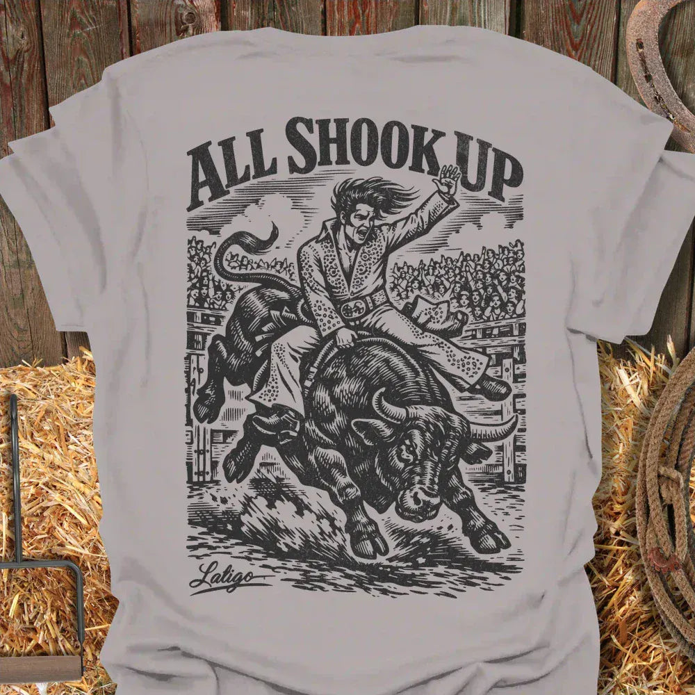 Printify T-Shirt Ice Grey / S All Shook Up Rodeo Tee